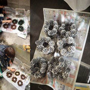 クリスマスリース 色付け