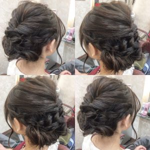 編み込み パーティー アップ