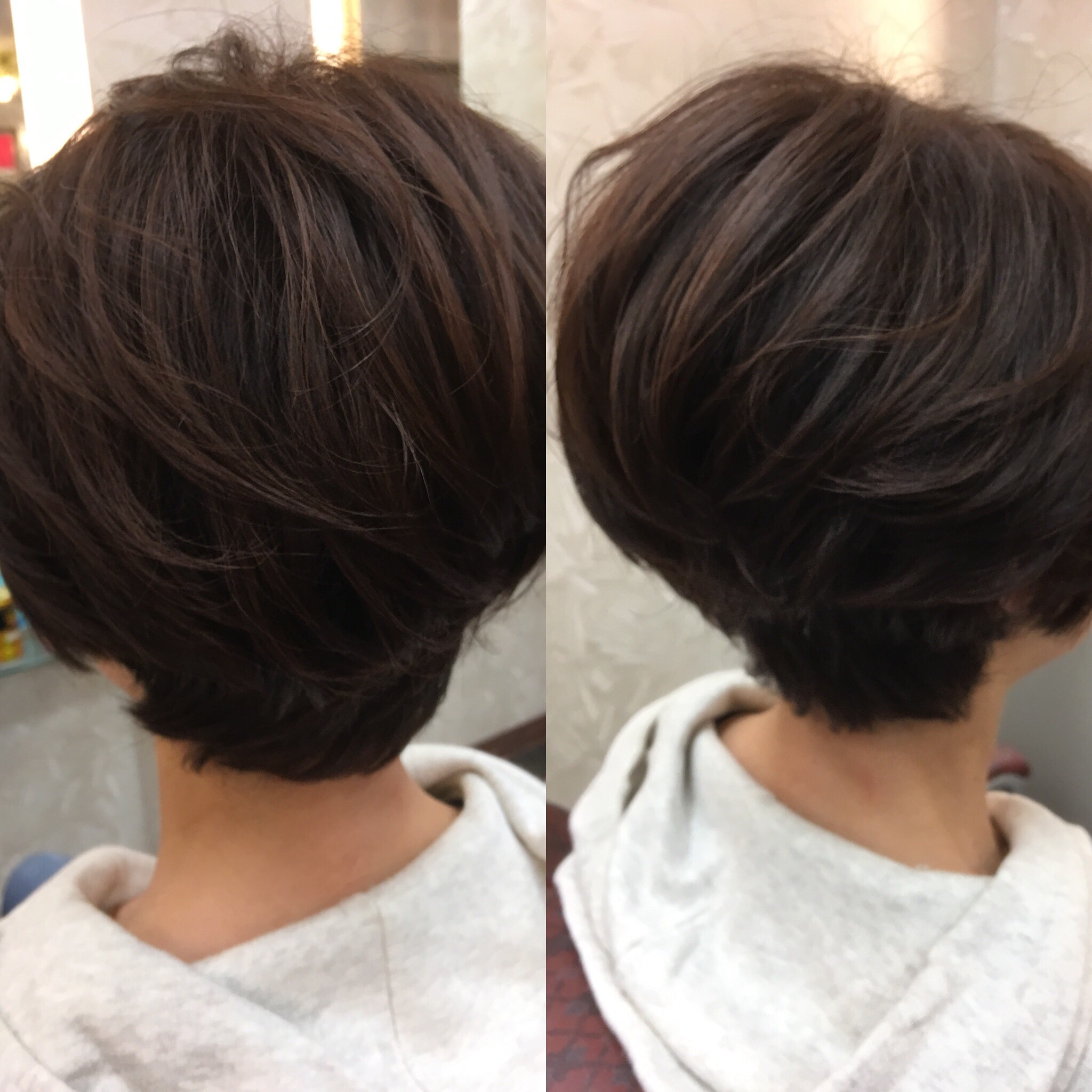 ショートボブ 小顔 オレンジ
