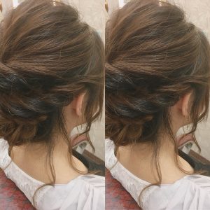 アップ 後れ毛 編み込み