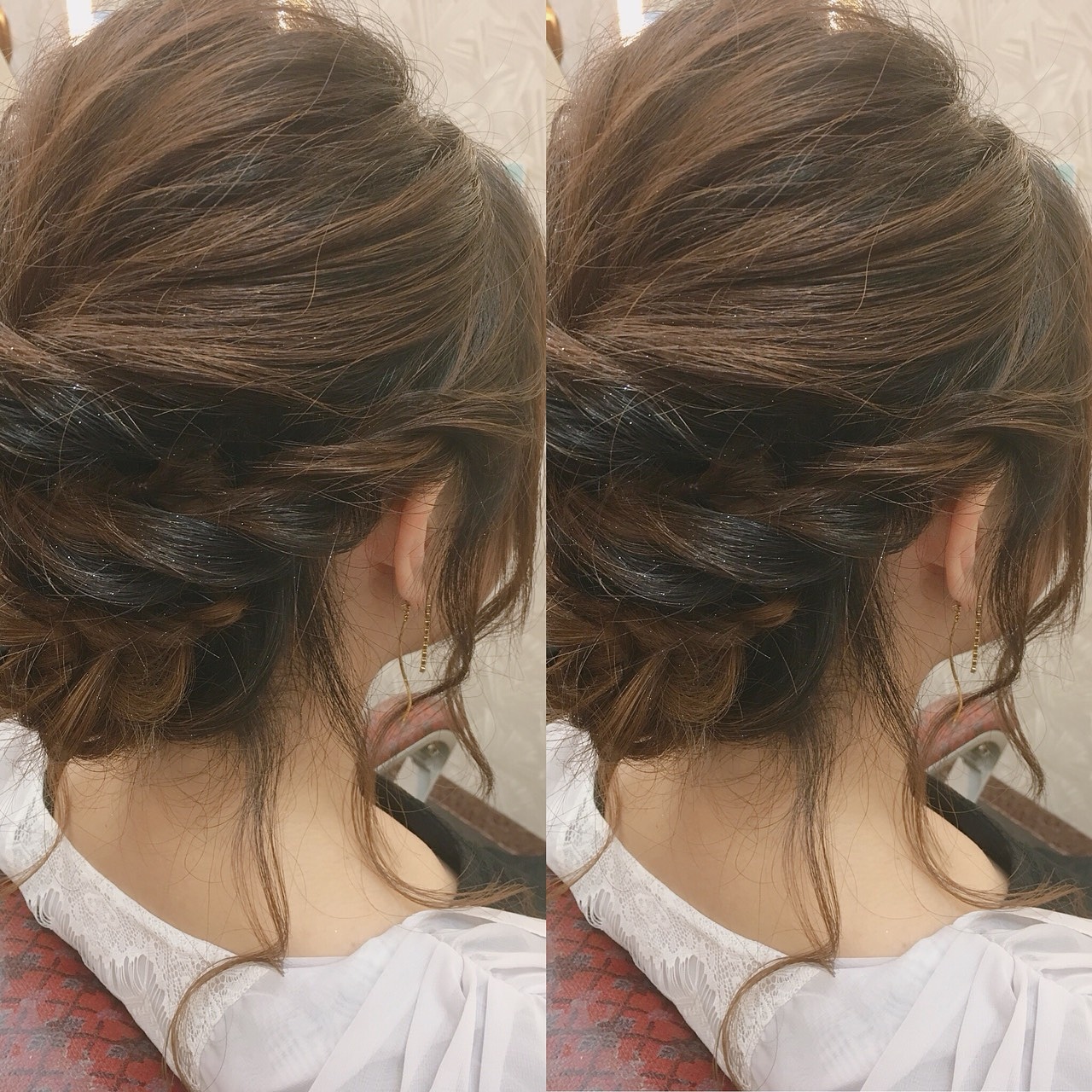 アップ 後れ毛 編み込み