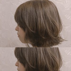 キャラデコの アッシュグレージュ ボブ