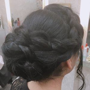 編み込み ヘアセット アップ