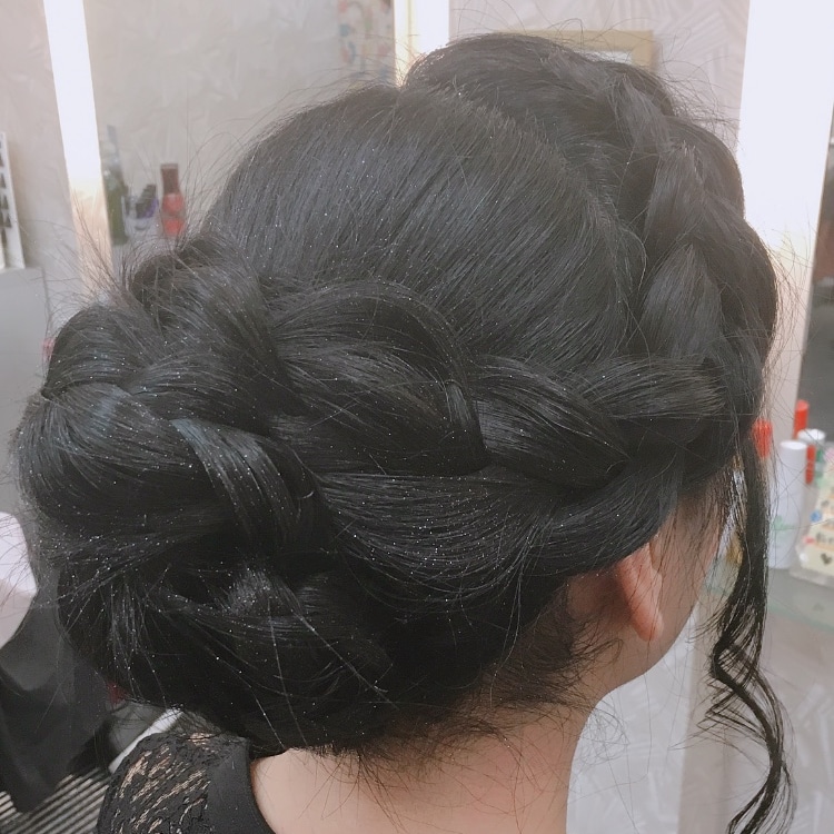 編み込み ヘアセット アップ